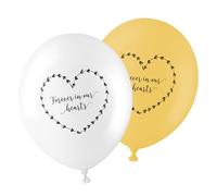 ANGEL & DOVE Pack of 50 Funeral Balloons 'Forever In Our Hearts' Biodegradable (White & Yellow)