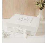 ANGEL & DOVE White Memory Keepsake Box with Ribbon - for Wedding, Funeral, Travel, Baby Memories