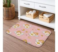Angel Dream Quick Dry Bath Mat, Cute Peach Stars and Moon Pattern Absorbent Non Slip Shower Mat, Flannel Washable Bath Rugs for Bathroom Toilet Restroom Decorative 20x32 Inch