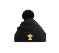 Angel Embroidery Bobble Hat | Winter Cap for Adults | Cosy Pom Pom Knit Headwear Black