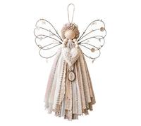 Angel Fabric Hanging DIY Kit Handmade Wall Weaving Craft for Entryway Decor | Patchwork Angel Fabric Hanging Kit; Handmade wall decor; Includes pre-cut strips, buttons, lace wings, illustrated