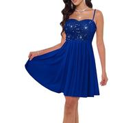Angel-fashions Women's Elegant Royal Blue Sequin Homecoming Dress Sweetheart Neckline Cocktail Dress A-Line Short Prom Dresses Size 14