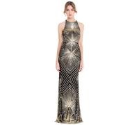 Angel-fashions Women's Ggeometry Column Evening Dresses Art Deco Gold Sequin Size 24
