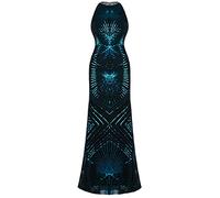 Angel-fashions Women's Ggeometry Column Evening Dresses Art Deco Light Blue Sequin Size 14