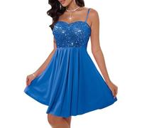 Angel Fashions Women's Strapless Sequin A-Line Sequin Elegant Short Prom Cocktail Dress, New Blue, 14