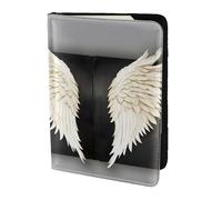 angel feathers print Travel Wallet Passport Holder Case for Family Leather Passport Cover for Men Women, Black, One Size