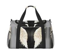 angel feathers print Weekender Overnight Carry On Bag Gym Luggage Bag Duffel Bag for Travel Women, Black, One Size