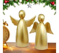 Angel Figure | Christmas Angels Figurine - Decoration 2 Piece Golden Resin Figure for Bedside Table Living Room Tv Cabinet Bookshelf Bathroom Bedroom Kitchen Desk