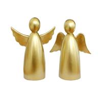 Angel Figure | Christmas Angels Figurine,Decoration Golden 2 Piece Resin Figure for Kitchen Living Room Bedside Table Bookshelf Bedroom Bathroom Desk Tv Cabinet
