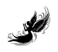 Angel Figure Silhouettes Engraving Stickers 42x45.7cm Art Decoration Black