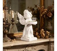 Angel Figurine Candle Holders Cherub Figurine Statue Standing Angel Ornament Tealight Holders Resin Handcrafted Decorative Candle Stands for Christmas Weddings & Home Décor Heat-Resistant Base