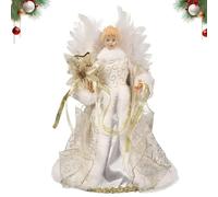 Angel Figurine, Christmas Tree Decoration, Lace | Angel Christmas Tree Topper - Tree Topper Decoration, Delicate, Elegant Tree Topper Christmas Decoration with White Wings for Parties