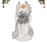 Angel Figurine, Christmas Tree Decoration, Lace | Angel Christmas Tree Topper - Tree Topper Decoration, Delicate, Elegant Tree Topper Christmas Decoration with White Wings for Parties