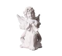 Angel Figurine Garden Statue Guardian Angel Girl Sculpture Flower Fairy Resin Figurine Decorative Figure Christmas Ornament for Home Room Decoration,White,20.5cm