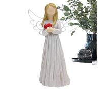Angel Figurine - Resin Angel Statue - Angel Figure with Love Heart, Statues for Home Decor, Resin Sculpture with Wing