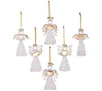 Angel Figurines, 6Pcs Glass Angel Ornaments, Hanging Crystal Christmas Ornaments for Christmas Christian Blessing Anniversary Thanksgiving