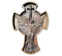 Angel Figurines Set, St. Michael Archangel Resin Decorative Statue, Battle Angel Sculpture for Home, 9.84 * 7.08 * 0.78in, Christmas, and Easter Decoration 400g