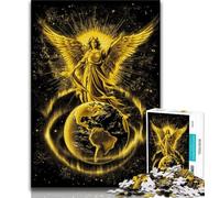 Angel Flying over The Earth Jigsaw Puzzles for Adults,Challenging Game And Family Play with Fully Interlocking Randomly Shaped Pieces 38x26cm