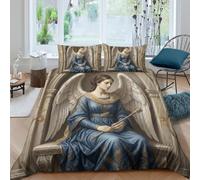 Angel Gabriel Blue Robe Duvet Cover 3 Piece Set 3D, Mythic Creature Pattern