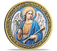 Angel Gabriel Challenge Coin - Spiritual Protection & Divine Guidance Token with Prayer - Religious Archangel Gabriel Coin for Faith, Wisdom, and Strength