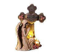 Angel Garden Statue | Angel Figurines for Garden with Solar Light,Grave Cemetery Memorial Decorations for Outside Yard Lawn Patio