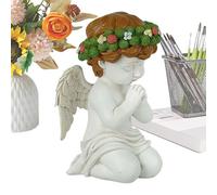 Angel Garden Statue | Resin Praying Kneeling Cherub Statue | Collectible Figurines for Indoor Offices Bedrooms Living Rooms Dining Spaces Kitchens Window Sills Tabletops Christmas