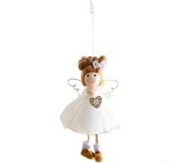 Angel Girl Hanging Pendant Ornament for Christmas Tree with Snowflake Decorations Crafted from Soft Mesh Material Lightweight and Child Friendly (White)