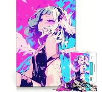 Angel Girl in Neon Adult Jigsaw1000 Pieces Cognitive Train Game Tight Interlock No Gaps Calming Mental Break Activity (38x26cm)