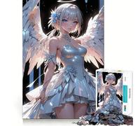 Angel Girl in White Dress Adults 1000 Piece Jigsaw Puzzle Think Exercise Game Zero Gap Bonding Activity for Loved Ones (38x52cm)