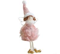 Angel Girl Plush Hanging Ornament with Wings for Christmas For Tree Decoration, Crafted from Soft Fabric to Add Charm to Holiday Displays (Powder)