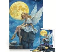 Angel Girl Under Moonlight Jigsaw Puzzles 1000 Piece for Teenagers Mind Challenge Relaxed Leisure Seamless Fit Fine Xmas Gift (50x75cm)