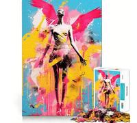 Angel Graffiti Pop Art 1000-piece Jigsaw Puzzles Brain Fun Training Seamless Fit Precise Pieces Fascinating Hobby for Idle Moments (50x75cm)