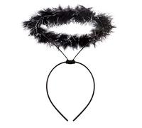 Angel Halo Headband Black Fluffy Halo Hairband Fancy Fairy Glitter Head Band For Kids Adults Girls Christmas Halloween Dress Up Hen Party Supplies Cosplay Costume Decoration Accessories (Pack Of 1)