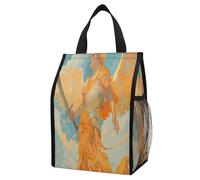 Angel Holding Sword Insulated Lunch Bag Box, 12L Capacity with Dual Side Pockets, Foldable Cooler Tote, Leakproof Lunch Cooler Bag, Reusable Picnic Tote Bags for Work Travel Office Beach