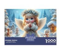 Angel in Snow Educational Game Challenge 1000 Piece Puzzle for Adults -Winter Angel Child Jigsaw Decompression Fun Present for Home38x26cm/1000pcs