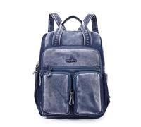 Angel Kiss Backpack Purse for Women Soft Washed Leather Multi Pocket Casual Travel Backpacks…, Navy-blue, 13.75 x 6.28 x 15.88 inches, Womens Fashion Backpack Handbags Soft