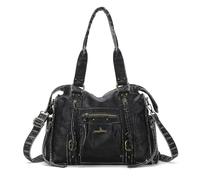 Angel Kiss Bag,Hobo Purses For Women Vintage Leather Large Satchel Tote Handbag Multi Pocket Shoulder Bag, Black