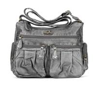 Angel Kiss Crossbody Bags for Women, Ladies Shoulder Handbags and Purses Medium Faux Leather Pocketbooks, Silver Grey