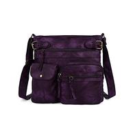 Angel Kiss Crossbody Bags for Women Washed Leather Shoulder Bags Multi Pocket Soft Hobo Purses and Medium Handbags, 1purple