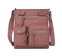 Angel Kiss Crossbody Bags for Women Washed Leather Shoulder Bags Multi Pocket Soft Hobo Purses and Medium Handbags, #14pink