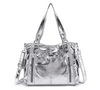 Angel Kiss Handbag Hobo Women Shoulder Bag/Handbag Roomy Multiple Pockets Fashion PU Tote, Silver