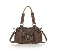 Angel Kiss Handbag Women's Medium Hobo Shoulder Bag PU Leather Tote Bag Shoulder Bag Crossbody Waterproof Multifunctional for Shopper Everyday Work School Travel, dark brown, Mittelgroße