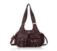 Angel Kiss Handbag Women's PU Leather Shoulder Bag Hobo Medium Tote Bag Elegant Shoulder Bag Crossbody Waterproof Shopper with Zip Many Compartments for Everyday, Office, School