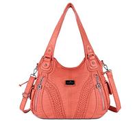 Angel Kiss Handbag Women's Shoulder Bag Multifunctional Shoulder Bags Waterproof PU Vegan Leather with Zip Closure Pockets, Coral 2, Utility
