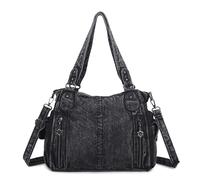 Angel Kiss Handbags for Womens Top-Handle Hobo Purse Roomy Casual Shoulder Bags PU Tote Satchel Purse for Women, 2black
