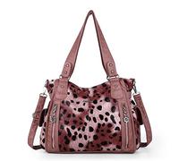 Angel Kiss Handbags for Womens Top-Handle Hobo Purse Roomy Casual Shoulder Bags PU Tote Satchel Purse for Womens, 14leopard Pink