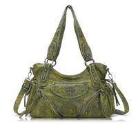Angel Kiss Hobo Bag for Women Retro Leather Purses and Handbags Roomy Soft Ladies Satchel Bags with Crossbody Strap, Green, M