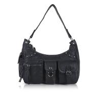 Angel Kiss Hobo Bag for Women Soft Vegan Leather Shoulder Handbag Multi-Pocket Tote Crossbody Bag, Removable Strap, Classic Black, M