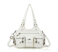 Angel Kiss hobo bag ，Purses for Women Shoulder Bag Vintage Retro Multi Pocket Daily Cute soft leather Y2K Bag, White, M