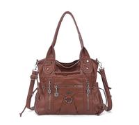 Angel Kiss Hobo Bags for Women Fashion Shoulder Bag Ladies Purses and Handbags Roomy Tote Bags Purse with Crossbody Strap, Brown, L